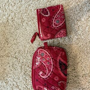 Vera Bradley Red Paisley Quilted small cosmetic bag and coin purse